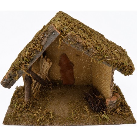 Cabaña de belén con estatuas de 35x16x23 cm de