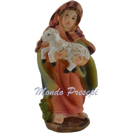 Pastorcilla con cordero de 9 cm Mundo Pesebres