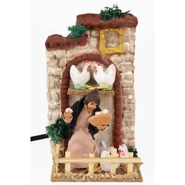 Bambina con galline serie 10 cm in movimento