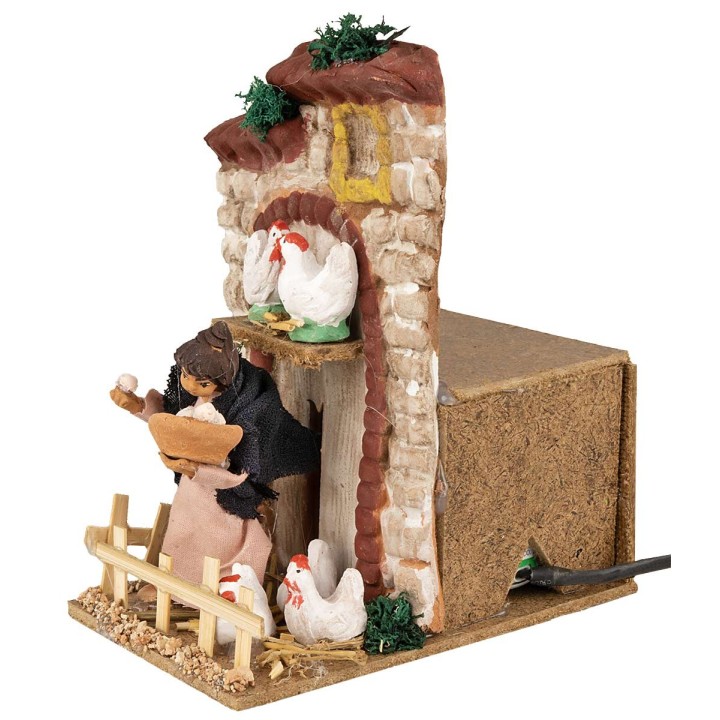 Bambina con galline serie 10 cm in movimento