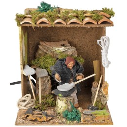Pastor que cocina los bistecs al fuego 10 cm en