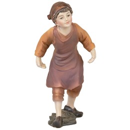 Child with fruit basket in resin 12 cm