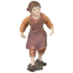 Child with fruit basket in resin 12 cm