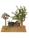 Ambientazione con albero e casetta per uccelli cm 17x9x16 h