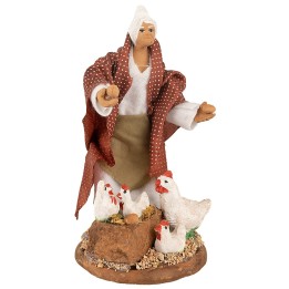 Contadina con galline snodabile serie 14 cm