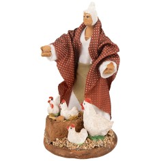 Contadina con galline snodabile serie 14 cm 2