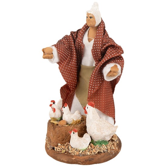 Contadina con galline snodabile serie 14 cm