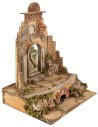 Templo en ruinas con rosetón y columna cm 20,5x16x25 h