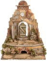 Templo en ruinas con rosetón y columna cm 20,5x16x25 h
