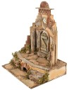 Templo en ruinas con rosetón y columna cm 20,5x16x25 h