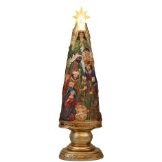 Nativity 5.5 cm in resin with tree 5.7x5.6x10.2