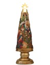 Christmas tree with illuminated Nativity, golden finish cm 12x9x41 h