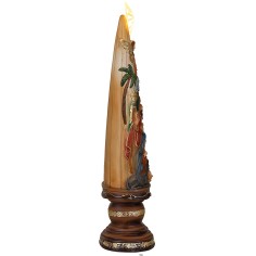 Albero di Natale con Natività illuminata finitura marrone e oro cm 12x9x41 h 2