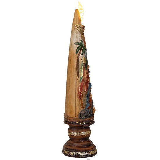 Albero di Natale con Natività illuminata finitura marrone e oro cm 12x9x41 h