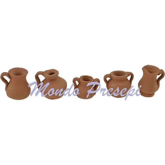 Set de 5 ánforas cm 1,5 - 2 h. Mundo Pesebres