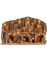 Presepe illuminato con ruscello, forno e mulino completo di statue Landi 78,5x50x48h