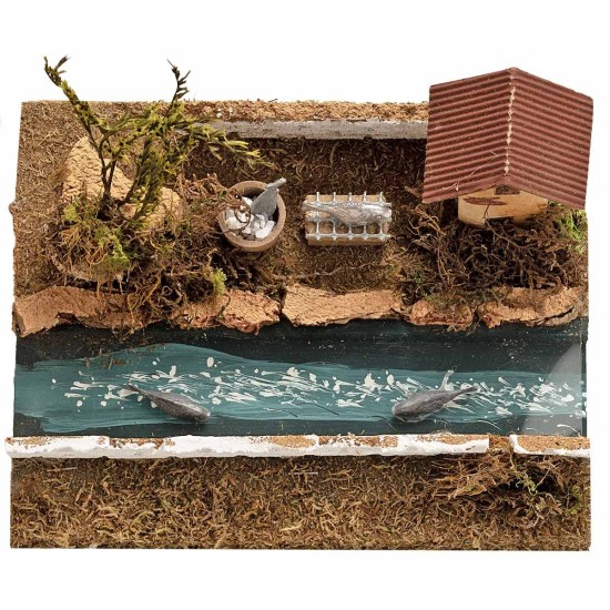Casa del pescivendolo sul fiume effetto profondità cm 19x15x13 h