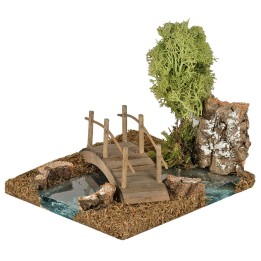 Curva sinistra con ponte su fiume effetto profondità  cm 15,5x13x13 h
