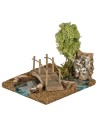 Curva sinistra con ponte su fiume effetto profondità  cm 15,5x13x13 h