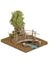 Curva sinistra con ponte su fiume effetto profondità  cm 15,5x13x13 h