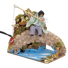 Bambino con canna da pesca serie 10 cm in movimento