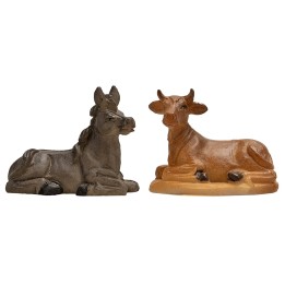 Set bue e asino in resina consigliato per statue da 7 cm