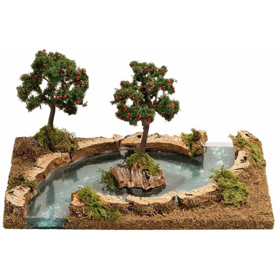 Fiume con due alberi di mele effetto profondità 25,7x18x13 h