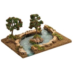 Fiume con due alberi di mele effetto profondità 25,7x18x13 h