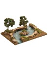 Fiume con due alberi di mele effetto profondità 25,7x18x13 h