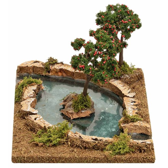 Fiume con due alberi di mele effetto profondità 25,7x18x13 h