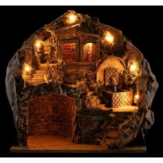 Presepe illuminato con fontana funzionante cm 35,5x27x37 h 2