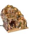 Presepe illuminato con fontana funzionante completo di statue Landi cm 35,5x27x37 h
