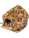 Presepe illuminato con fontana funzionante completo di statue Landi cm 35,5x27x37 h