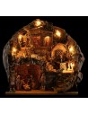 Pesebre iluminado con fuente funcional completo de estatuas Landi cm 35,5x27x37 h