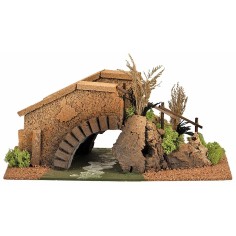 Ponte ad arco con fiume cm 40x20x16,5 h