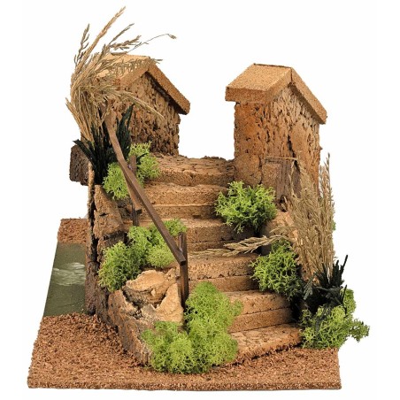 Ponte ad arco con fiume cm 40x20x16,5 h