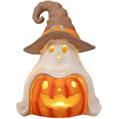 Fantasma con zucca di Halloween illuminata h 27 cm 2