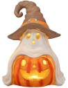 Ghost with illuminated Halloween pumpkin h 27 cm