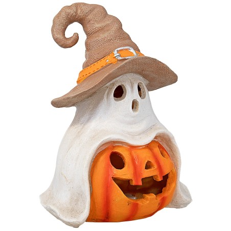 Fantasma con zucca di Halloween illuminata h 27 cm