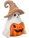 Fantasma con zucca di Halloween illuminata h 27 cm