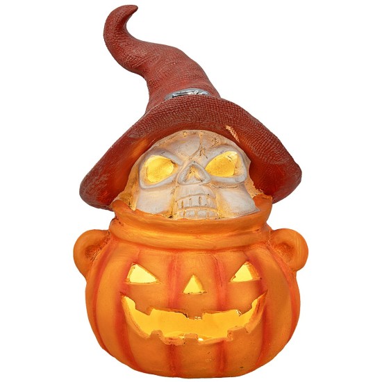 Zucca illuminata con Teschio h 29 cm
