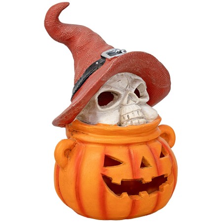 Carved pumpkin with skeleton h 40 cm