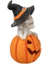 Calabaza iluminada con esqueleto h 32 cm