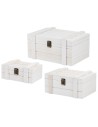 Set of 3 white wooden chests