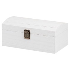 Cofanetto bianco in legno con coperchio bombato cm 22x12x9,7 h