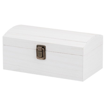 Cofanetto bianco in legno con coperchio bombato cm 22x12x9,7 h