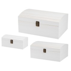 Set tre cofanetti bianchi in legno con coperchio bombato