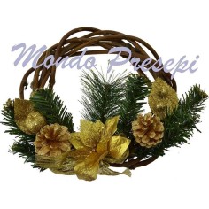 Crown wooden woven Ø 25 with decor gold