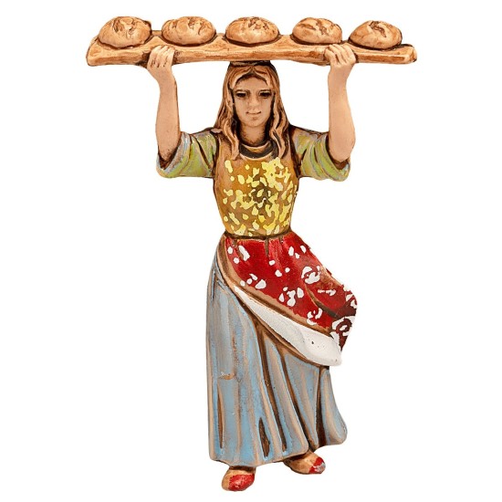 Donna con pane sulla testa 6 cm Landi