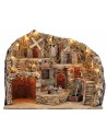 Presepe Illuminato con Fontana, Mulino e Macina in Movimento Funzionante cm 61x41x47,5 h